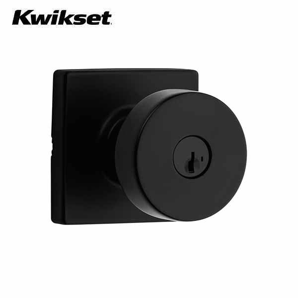 Kwikset - 740 - Pismo Knob - Square Rose - 514 - Matte Black - Entrance - SC1 Schlage - SmartKey Technology - Grade AAA - UHS Hardware