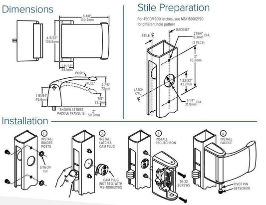 Adams Rite - 4591 - Deadlatch Paddle Handle - Push to Right - 1-3/4" Door - Dark Bronze Anodized - UHS Hardware