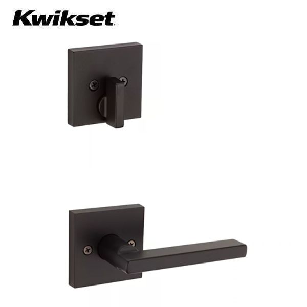 Kwikset - 818VNHXHF - Vancouver Handleset with Halifax Lever - Deadbolt Keyed One Side - Featuring SmartKey - Square Rose - 514 - Matte Black - Entrance - Grade AAA - UHS Hardware