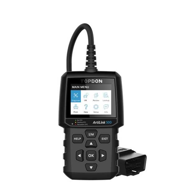 TOPDON - Artilink 500 - OBDII Diagnostic Scan Tool - O2 Sensor - 18V - 2.8" LCD - DTC Library Lookup - Live Data Monitoring - UHS Hardware