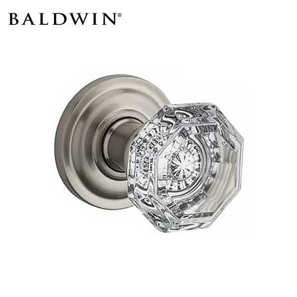 Baldwin Reserve - PS.CRY.TRR - Crystal Knob - Traditional Round Rose - 150 - Satin Nickel - Passage - Grade 2 - UHS Hardware