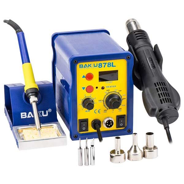 Complete Soldering Kit / LED Digital / 2 in 1 Hot Air Rework Station / 110V (BK-878L) - UHS Hardware