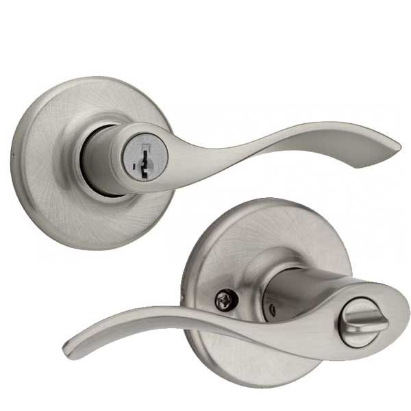 Kwikset - 405BL - Balboa Lever - Round Rose - Entrance - 15 - Satin Nickel - Grade 3 - UHS Hardware