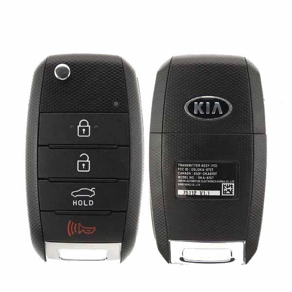 2014-2016 Kia Forte / 4-Button Flip Key / PN: 95430 A7400 / OSLOKA-OKA870T (OEM) - UHS Hardware