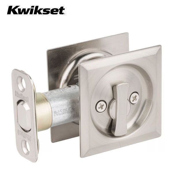 Kwikset - 93350 - Square  Pocket Door Lock - Privacy - 15 - Satin Nickel - UHS Hardware