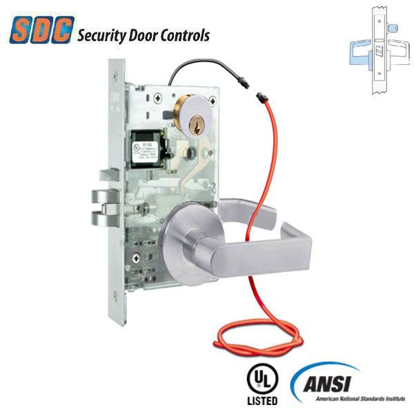 SDC - Z7652LQE - Electrified Mortise Lock - MLR - Fail Secure - Eclipse Rose - Optional Handing - 24VDC - Satin Chrome - Fire Rated - Grade 1 - UHS Hardware