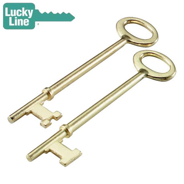 LuckyLine - 87202 - Skeleton Key Flat & Notch - Brass Plated Zinc - 2 Pack - UHS Hardware