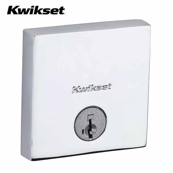 Kwikset - 258 - Downtown Deadbolt - Square Rose - 26 - Polished Chrome - Entrance - SC1 Schlage - SmartKey Technology - Grade 1 - UHS Hardware