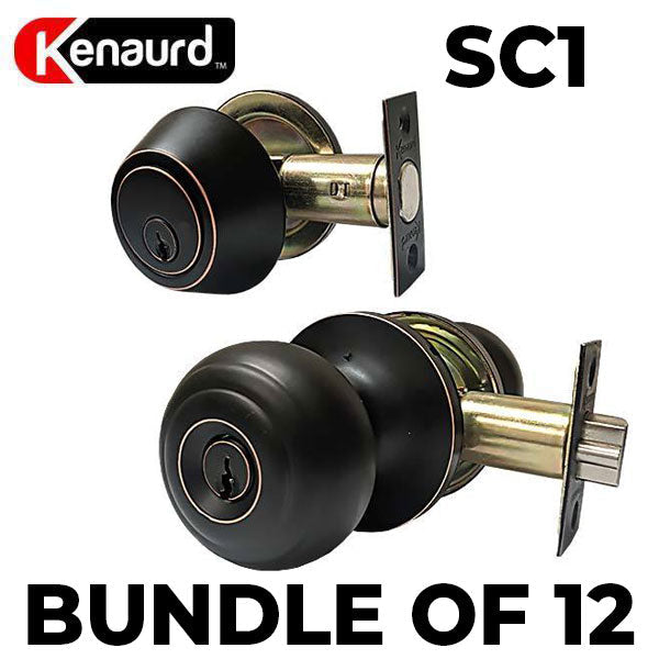 x12 Premium Combo Lockset - Knob & Deadbolt - Oil Rubbed Bronze - ORB - SC1 (BUNDLE OF 12) - UHS Hardware