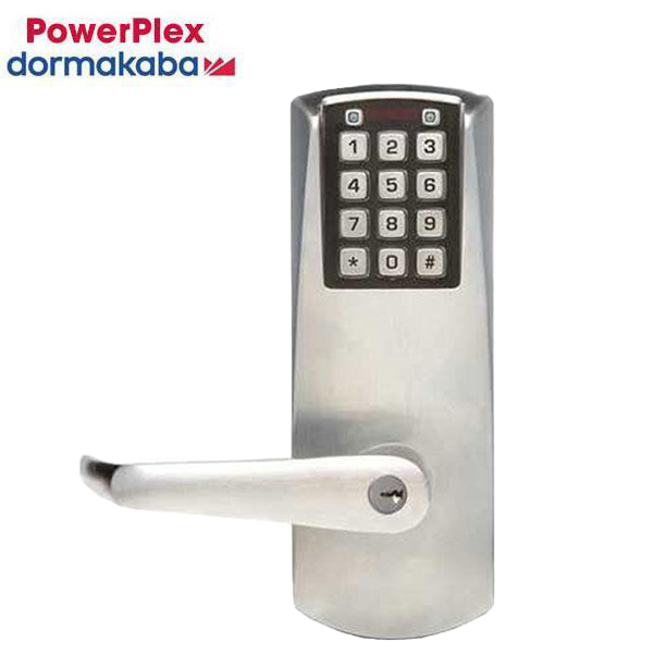 PowerPlex - P2032XS - Electronic Self-Powered Pushbutton Lever Lock - Schlage 'C' - 2⅜" Backset - Satin Chrome - Grade 1 - UHS Hardware